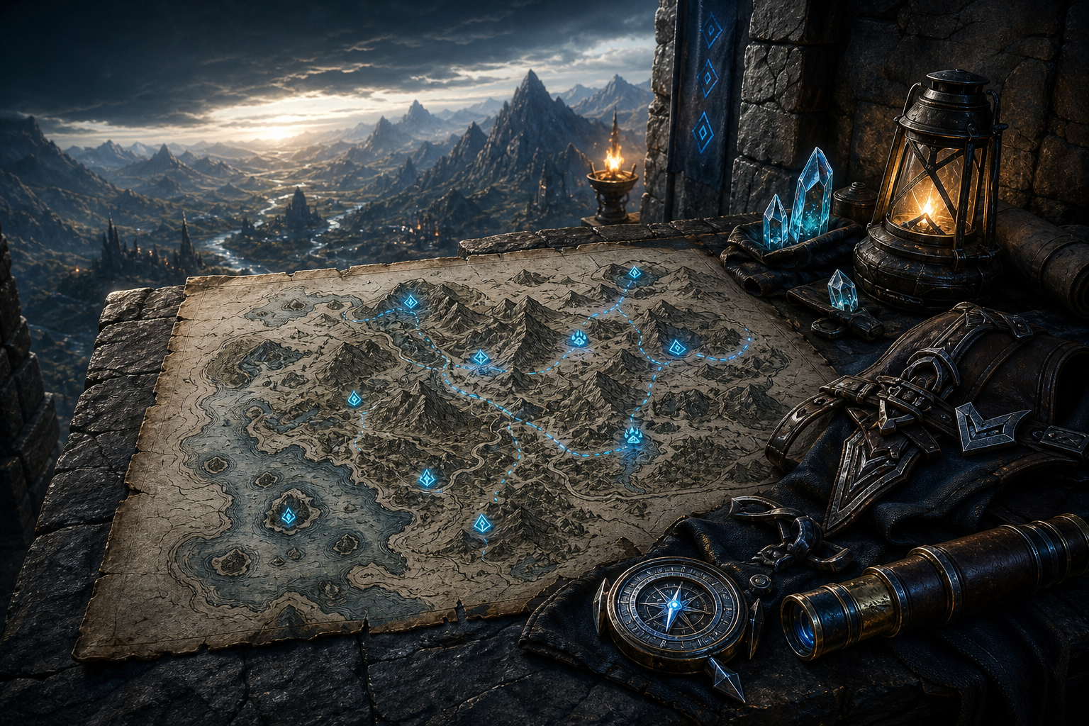 An explorer's map table overlooking Ragnarok